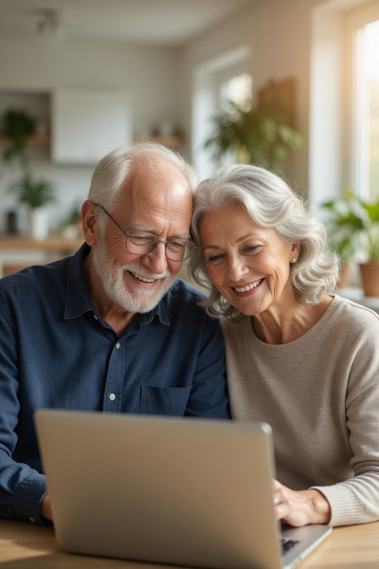 Seniors utilisant un ordinateur ensemble lors d'un atelier numérique